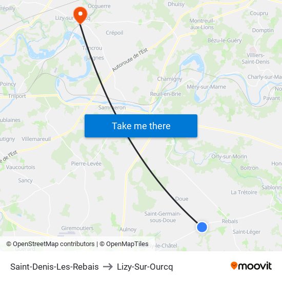 Saint-Denis-Les-Rebais to Lizy-Sur-Ourcq map