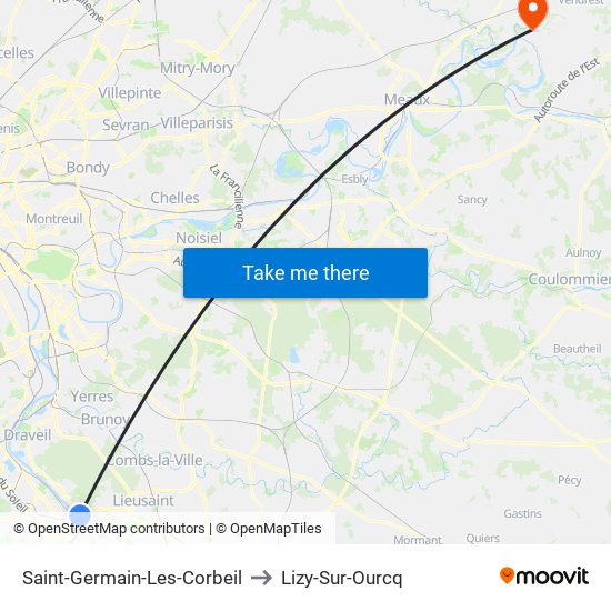Saint-Germain-Les-Corbeil to Lizy-Sur-Ourcq map
