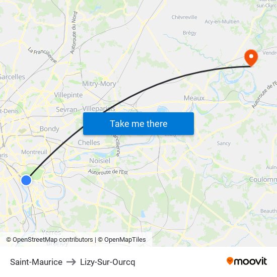 Saint-Maurice to Lizy-Sur-Ourcq map