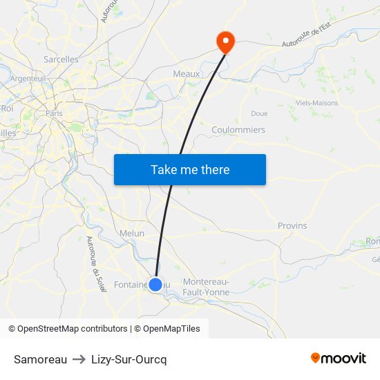 Samoreau to Lizy-Sur-Ourcq map