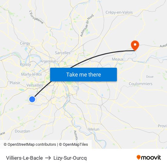 Villiers-Le-Bacle to Lizy-Sur-Ourcq map