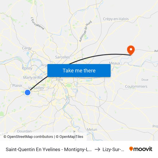 Saint-Quentin En Yvelines - Montigny-Le-Bretonneux to Lizy-Sur-Ourcq map