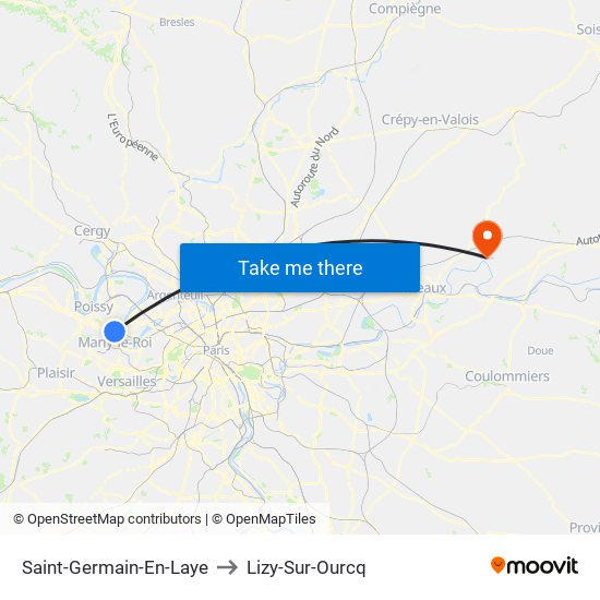 Saint-Germain-En-Laye to Lizy-Sur-Ourcq map
