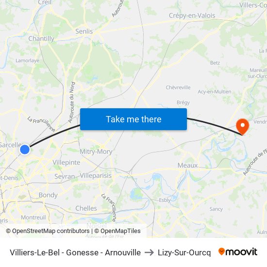 Villiers-Le-Bel - Gonesse - Arnouville to Lizy-Sur-Ourcq map