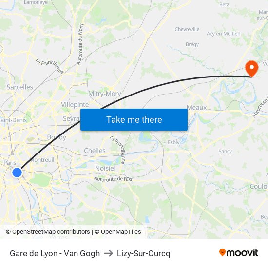 Gare de Lyon - Van Gogh to Lizy-Sur-Ourcq map