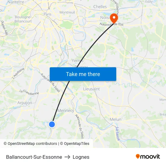 Ballancourt-Sur-Essonne to Lognes map