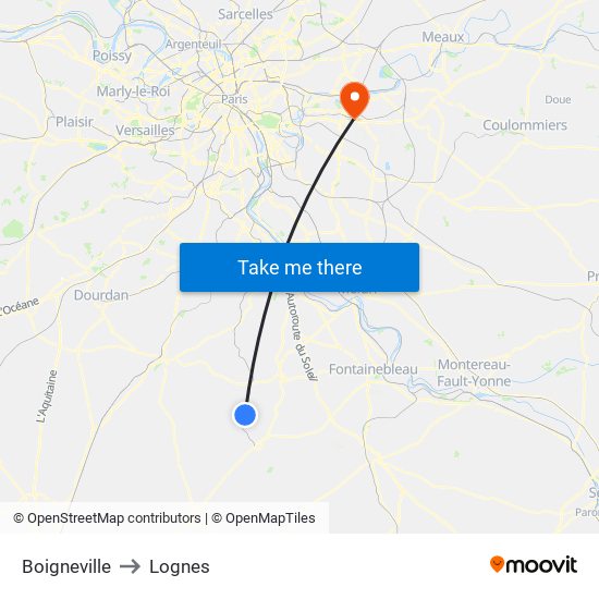 Boigneville to Lognes map