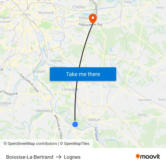 Boissise-La-Bertrand to Lognes map