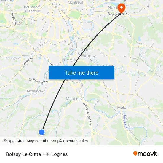 Boissy-Le-Cutte to Lognes map