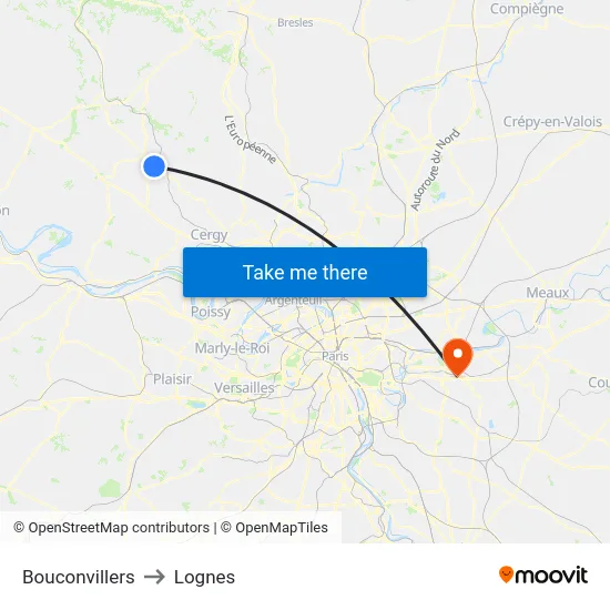 Bouconvillers to Lognes map