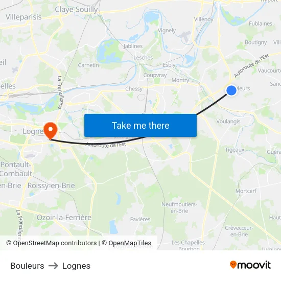 Bouleurs to Lognes map