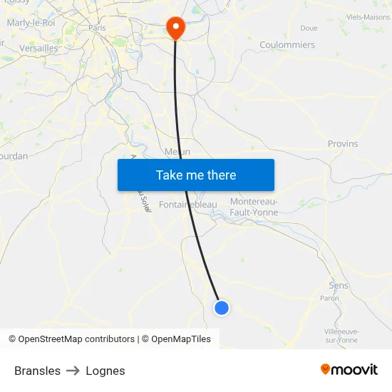 Bransles to Lognes map