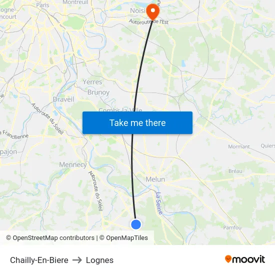 Chailly-En-Biere to Lognes map