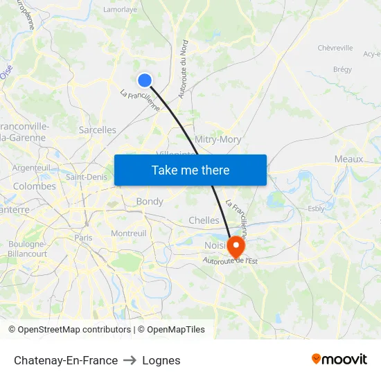 Chatenay-En-France to Lognes map