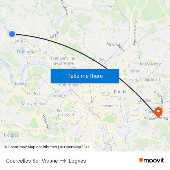 Courcelles-Sur-Viosne to Lognes map