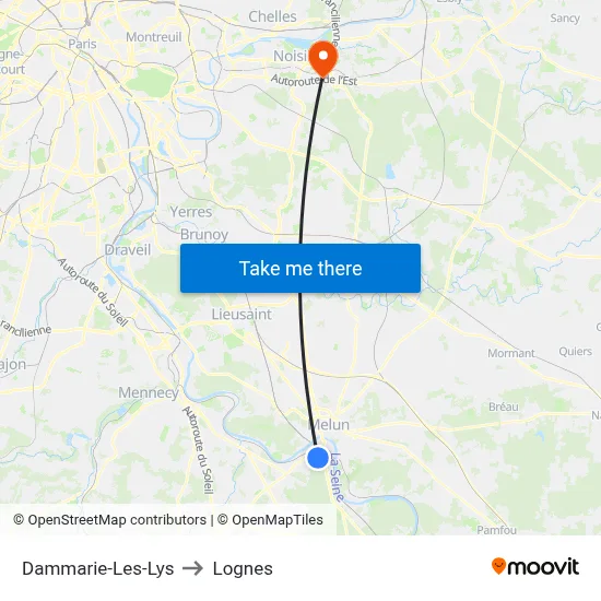 Dammarie-Les-Lys to Lognes map