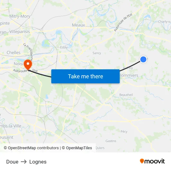 Doue to Lognes map