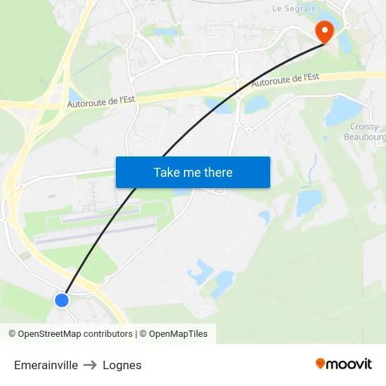 Emerainville to Lognes map