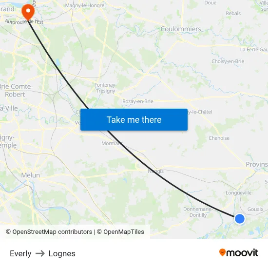 Everly to Lognes map