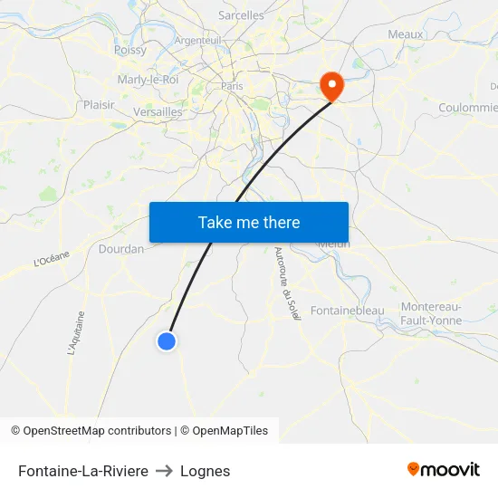 Fontaine-La-Riviere to Lognes map