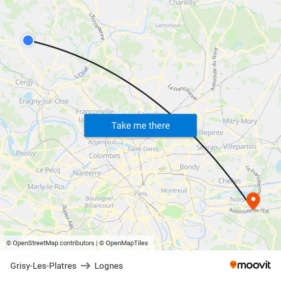 Grisy-Les-Platres to Lognes map