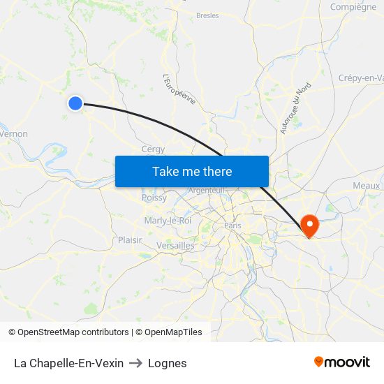 La Chapelle-En-Vexin to Lognes map
