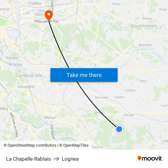 La Chapelle-Rablais to Lognes map