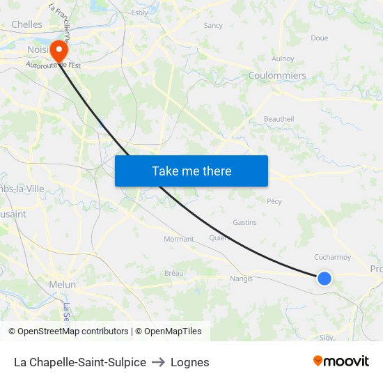 La Chapelle-Saint-Sulpice to Lognes map