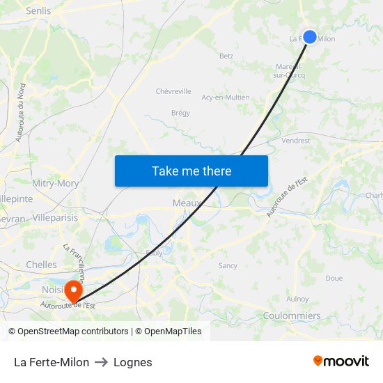 La Ferte-Milon to Lognes map
