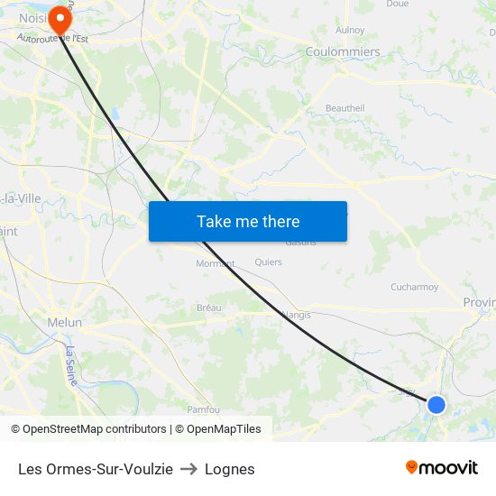 Les Ormes-Sur-Voulzie to Lognes map