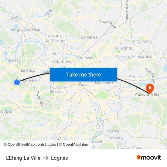 L'Etang-La-Ville to Lognes map