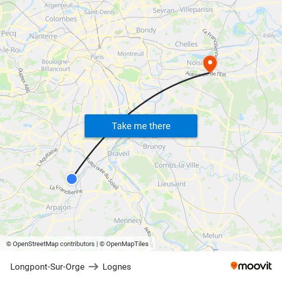 Longpont-Sur-Orge to Lognes map