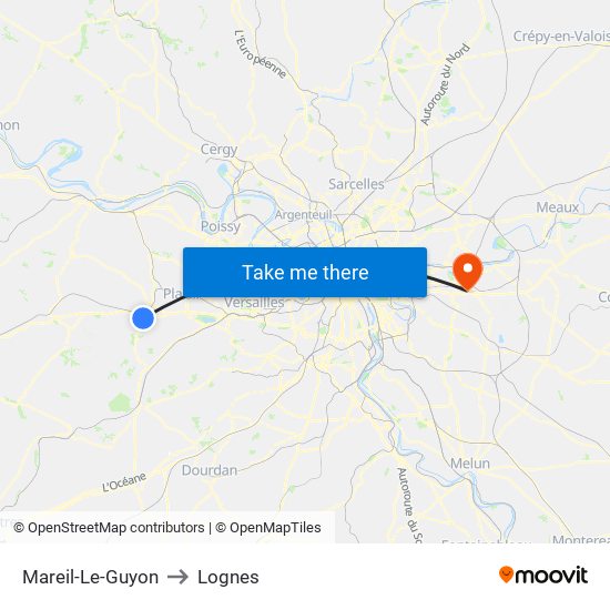 Mareil-Le-Guyon to Lognes map