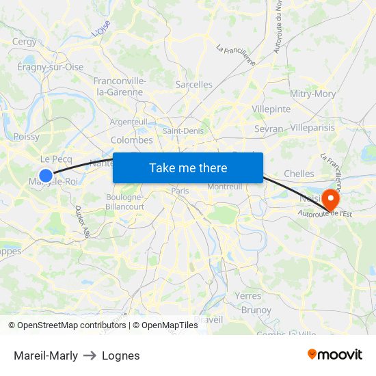 Mareil-Marly to Lognes map