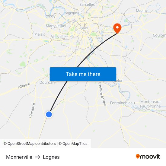Monnerville to Lognes map