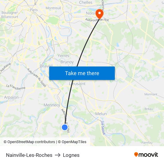 Nainville-Les-Roches to Lognes map