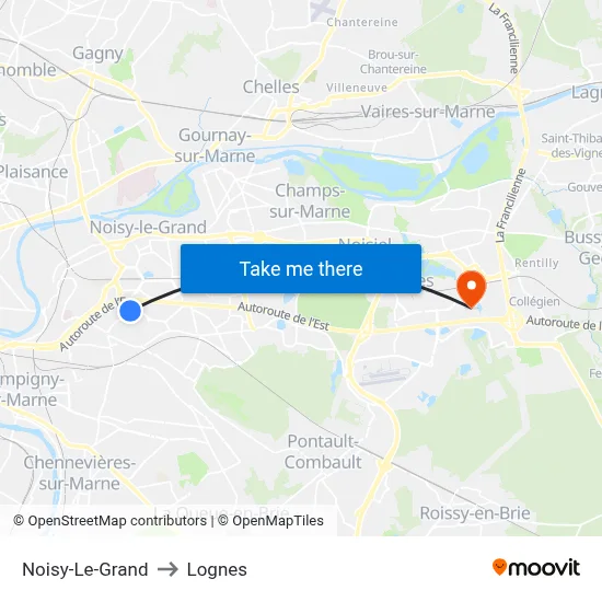Noisy-Le-Grand to Lognes map