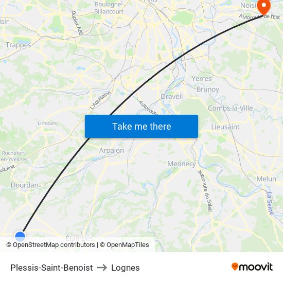 Plessis-Saint-Benoist to Lognes map