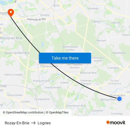 Rozay-En-Brie to Lognes map