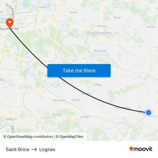 Saint-Brice to Lognes map