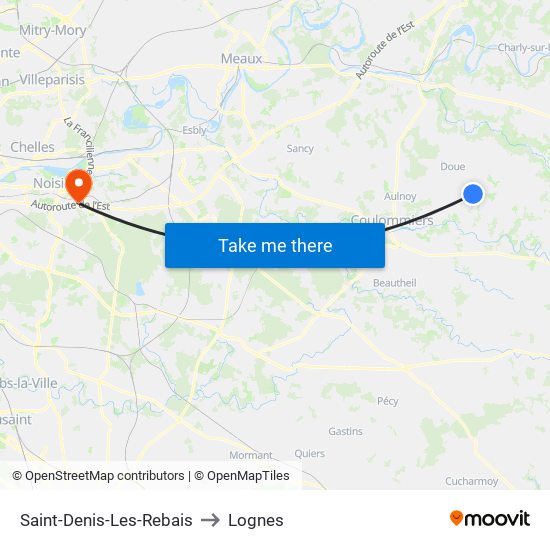 Saint-Denis-Les-Rebais to Lognes map