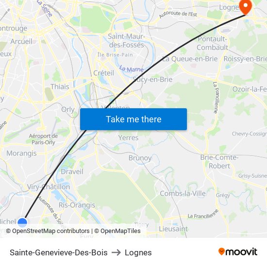 Sainte-Genevieve-Des-Bois to Lognes map
