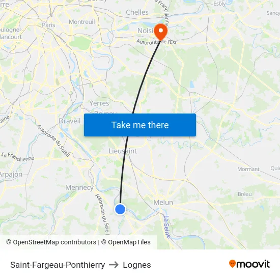 Saint-Fargeau-Ponthierry to Lognes map