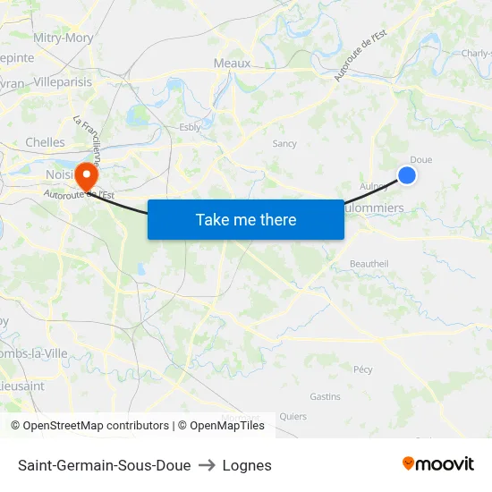 Saint-Germain-Sous-Doue to Lognes map