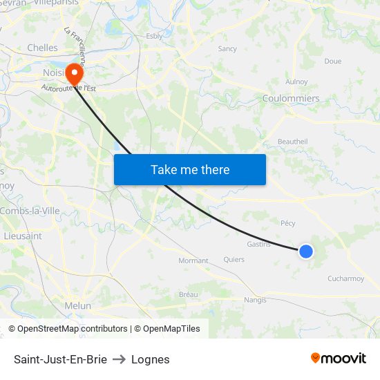 Saint-Just-En-Brie to Lognes map