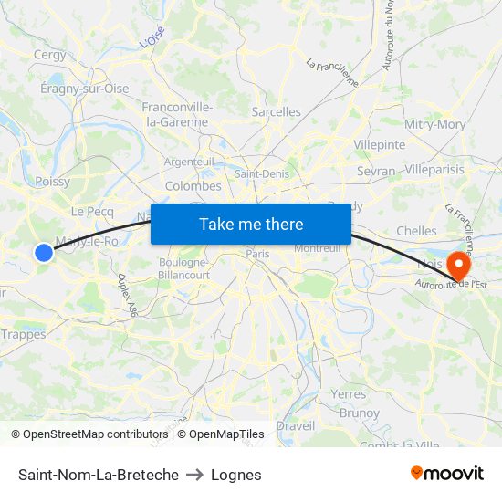 Saint-Nom-La-Breteche to Lognes map
