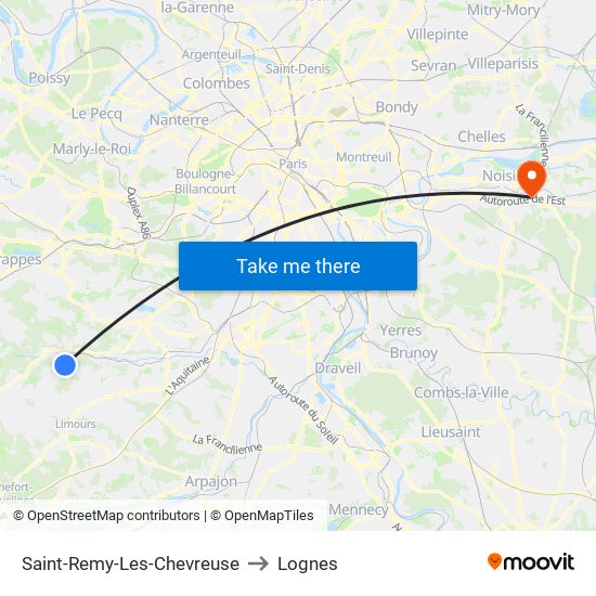 Saint-Remy-Les-Chevreuse to Lognes map