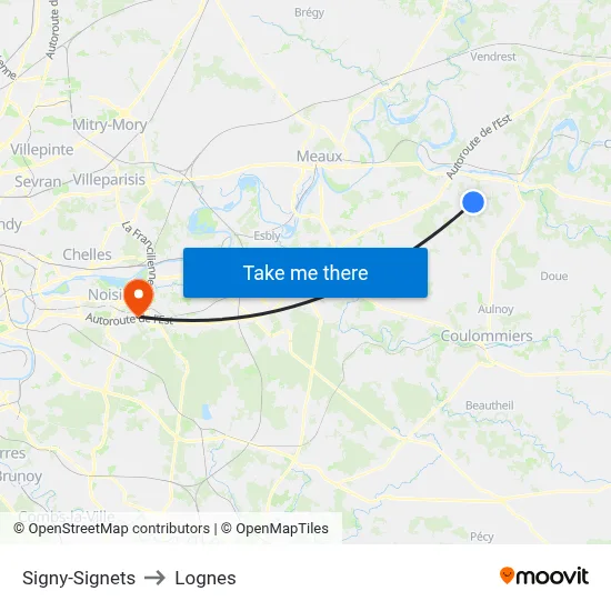 Signy-Signets to Lognes map