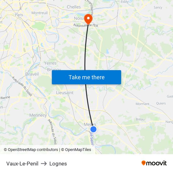 Vaux-Le-Penil to Lognes map