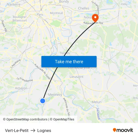 Vert-Le-Petit to Lognes map